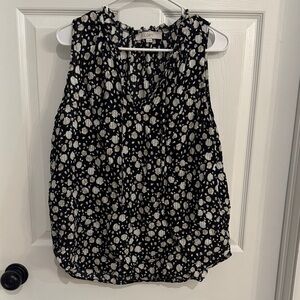 LOFT Black and White Patterned Blouse